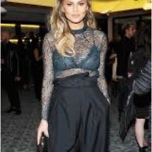 BRAND NEW BLACK HIGH WAISTED SILK TROUSERS BY A NEW DAY!